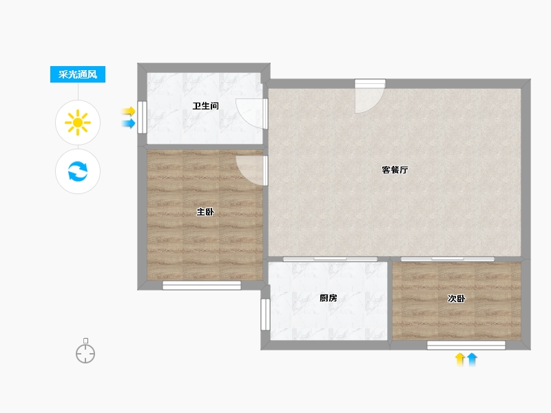 辽宁省-大连市-北良公寓-60.38-户型库-采光通风