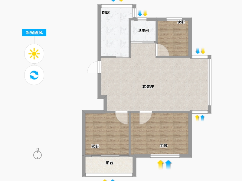 浙江省-宁波市-联丰北区-76.00-户型库-采光通风