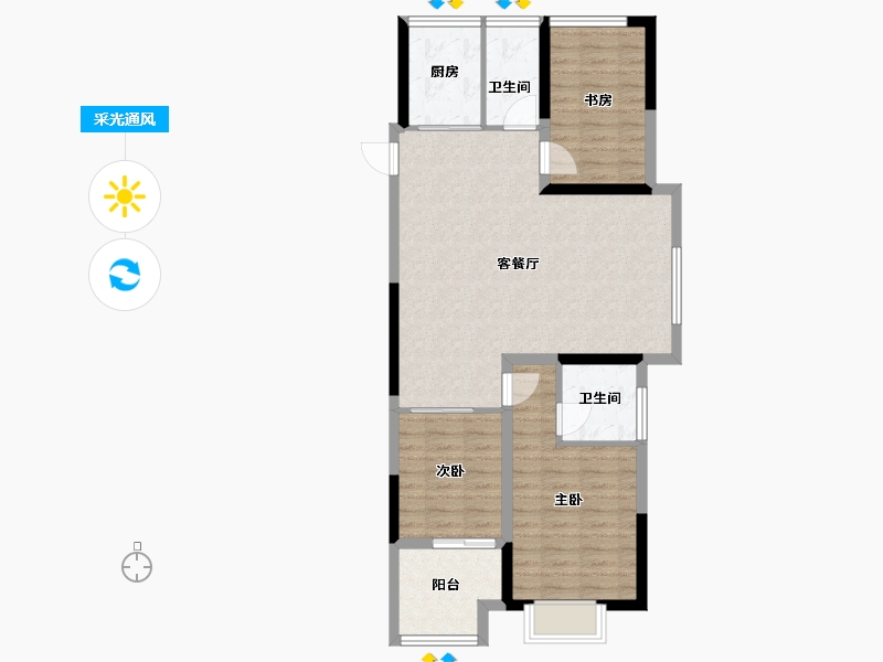 浙江省-嘉兴市-石榴清水湾-84.00-户型库-采光通风