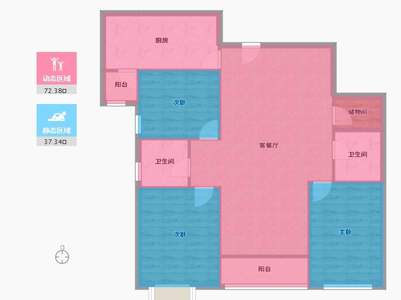 上海-上海市-盛大花园区-100.58-户型库-动静分区