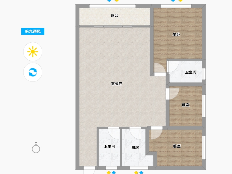 广东省-深圳市-金汇名园-87.25-户型库-采光通风