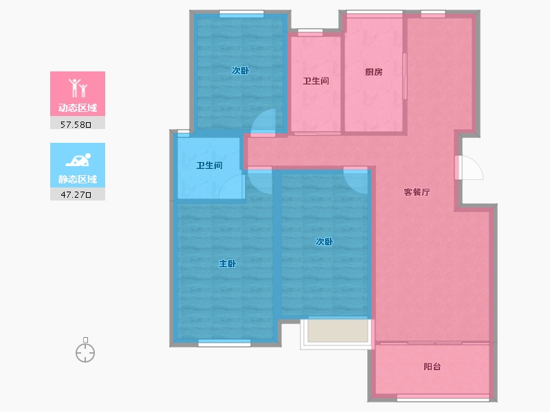 上海-上海市-新泾家苑-93.75-户型库-动静分区