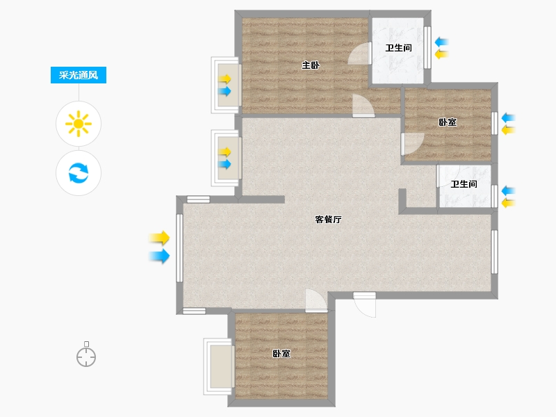 浙江省-宁波市-新兴岚湾-103.00-户型库-采光通风