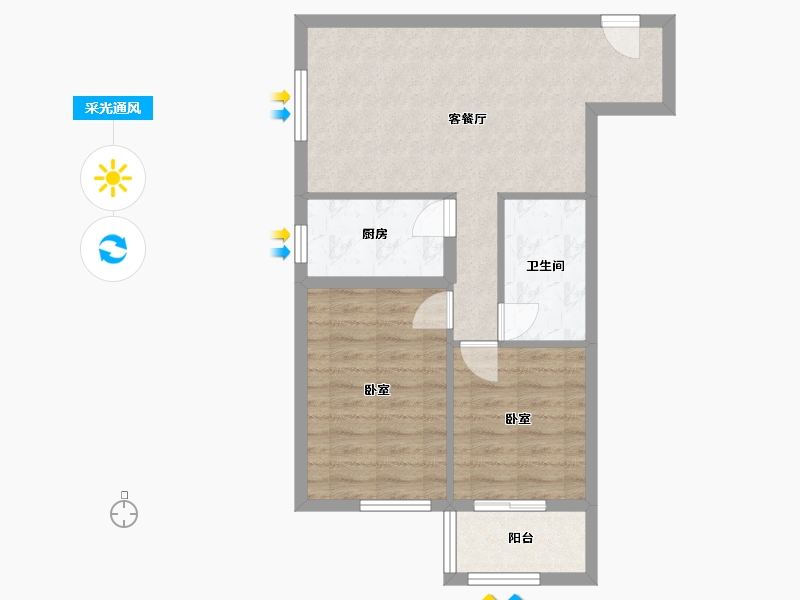 北京-北京市-恒松园-60.00-户型库-采光通风