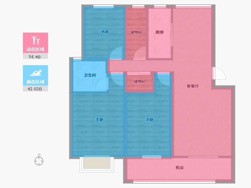 上海-上海市-丽泽荷亭苑-87.27-户型库-动静分区