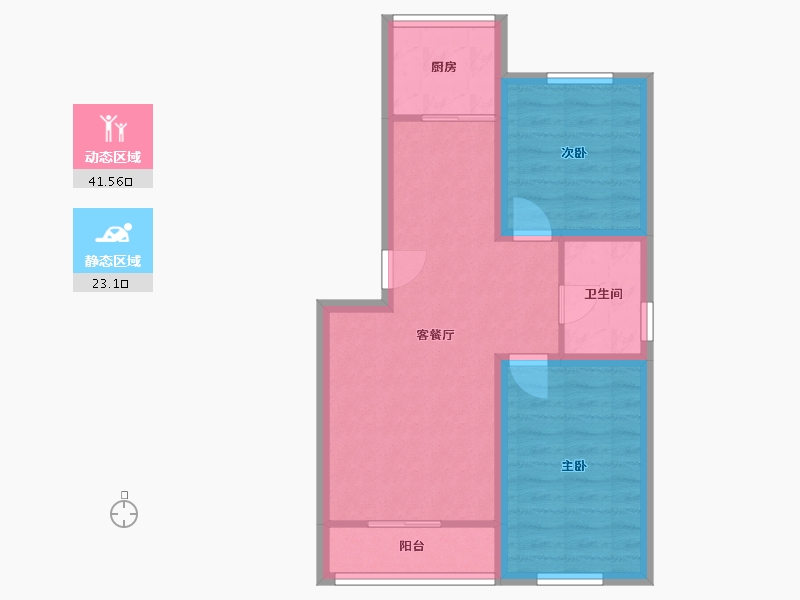 辽宁省-大连市-盛世闲庭静庭园-57.31-户型库-动静分区