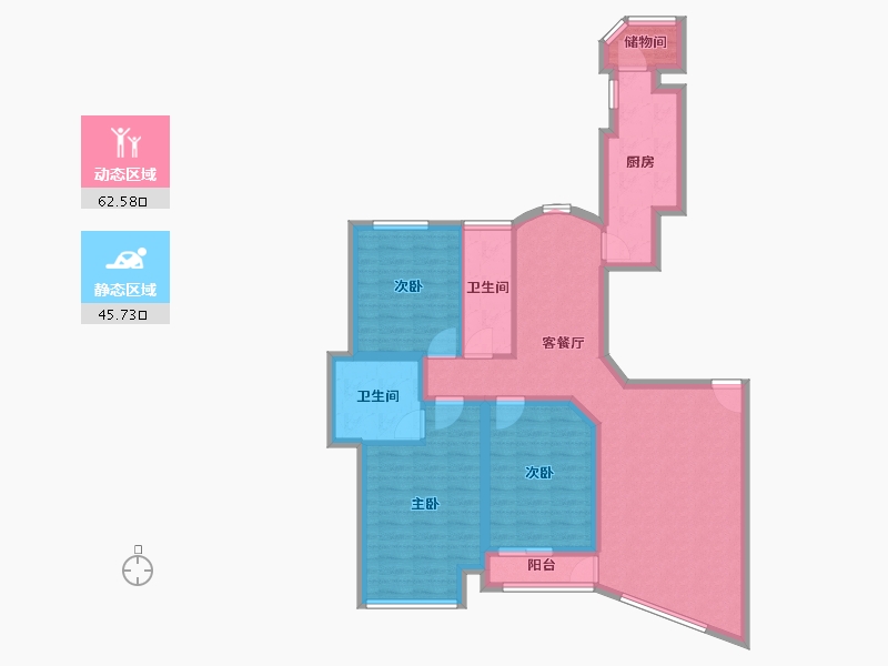 辽宁省-大连市-壹品星海-96.24-户型库-动静分区