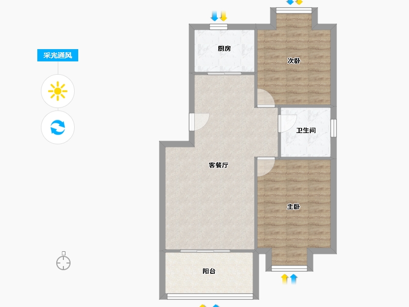 上海-上海市-汇康锦苑-70.01-户型库-采光通风