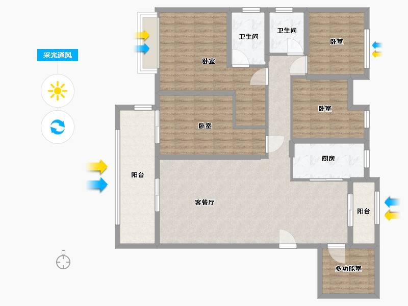 湖南省-衡阳市-金钟新悦城-128.00-户型库-采光通风