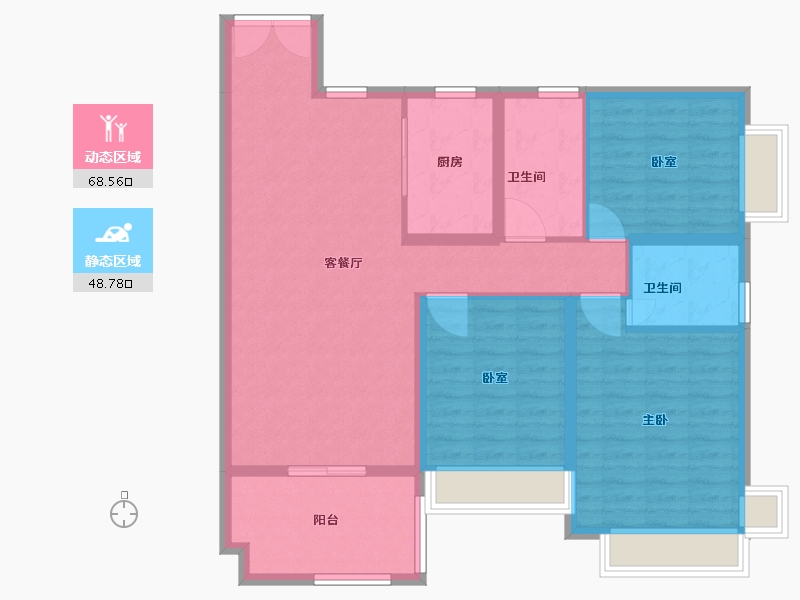 湖南省-衡阳市-雁城国际公馆-106.00-户型库-动静分区