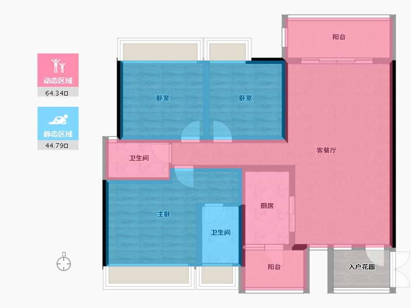 四川省-成都市-鼎盛南苑-100.62-户型库-动静分区