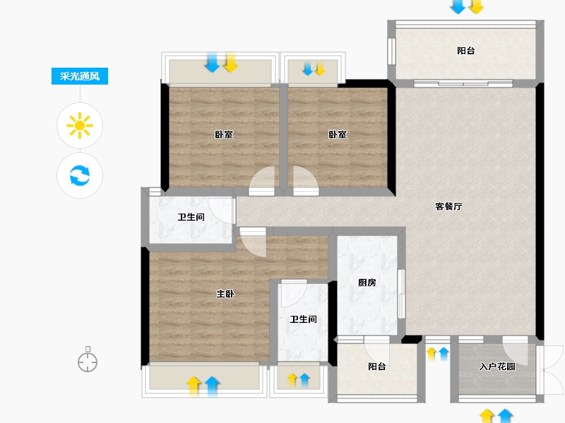 四川省-成都市-鼎盛南苑-100.62-户型库-采光通风