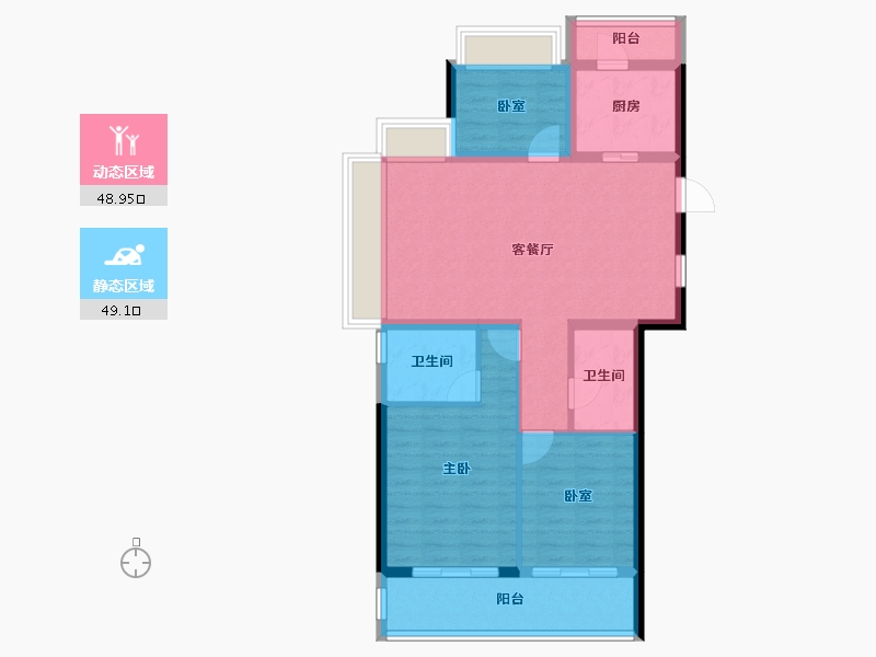 广东省-珠海市-翠湖香山百合苑-87.87-户型库-动静分区