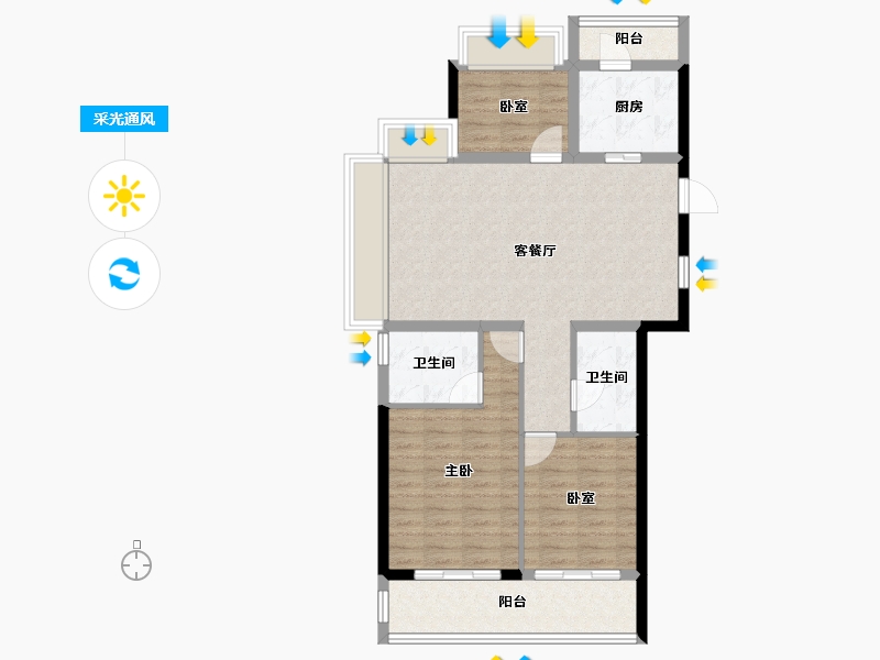 广东省-珠海市-翠湖香山百合苑-87.87-户型库-采光通风