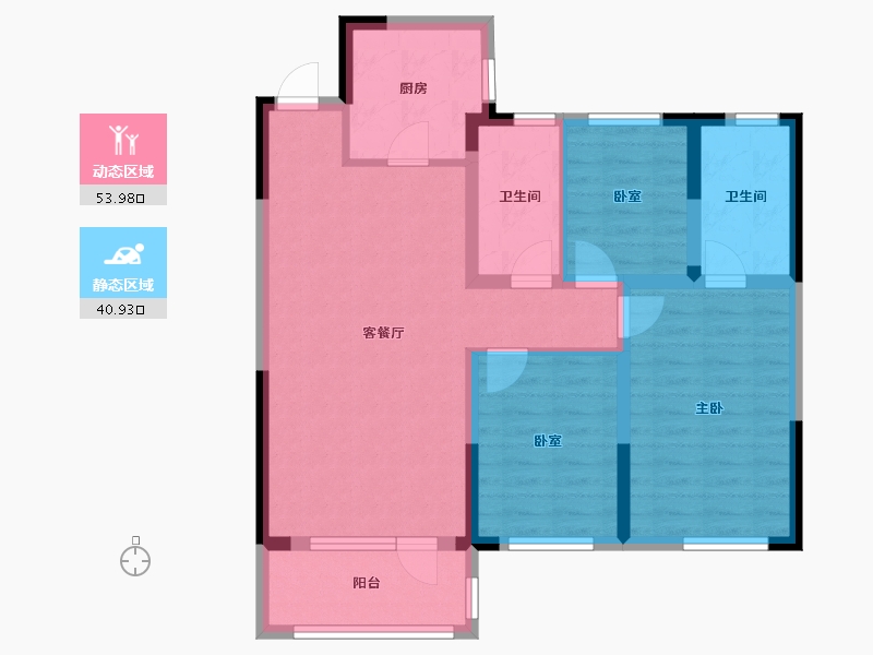 辽宁省-沈阳市-雅居乐花园-84.19-户型库-动静分区