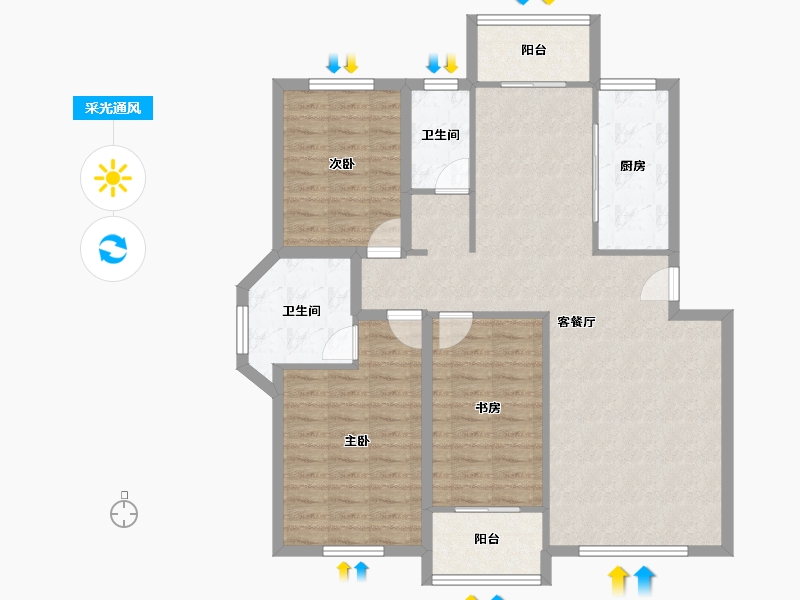 上海-上海市-香港丽园-103.80-户型库-采光通风