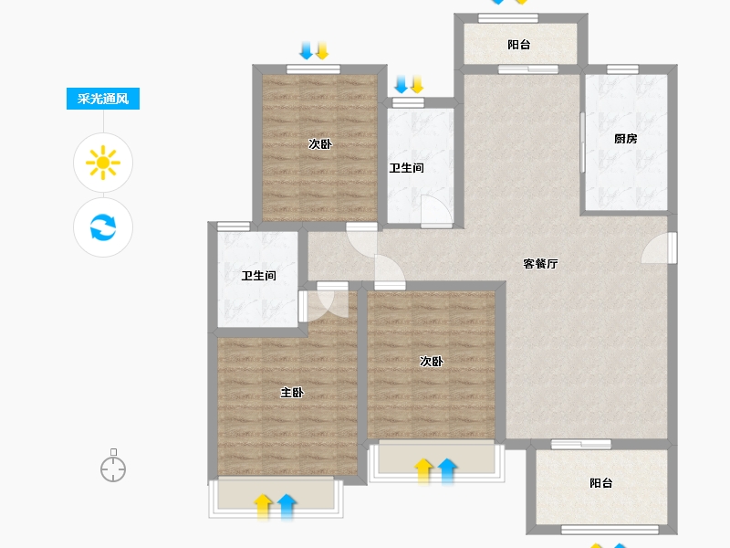 河南省-平顶山市-建业春天里-108.00-户型库-采光通风