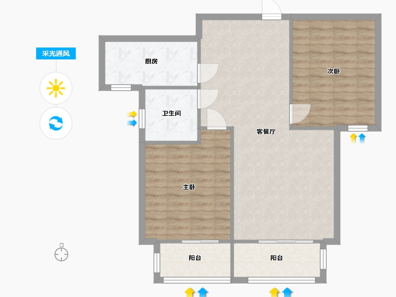 河北省-石家庄市-健达花苑-88.48-户型库-采光通风