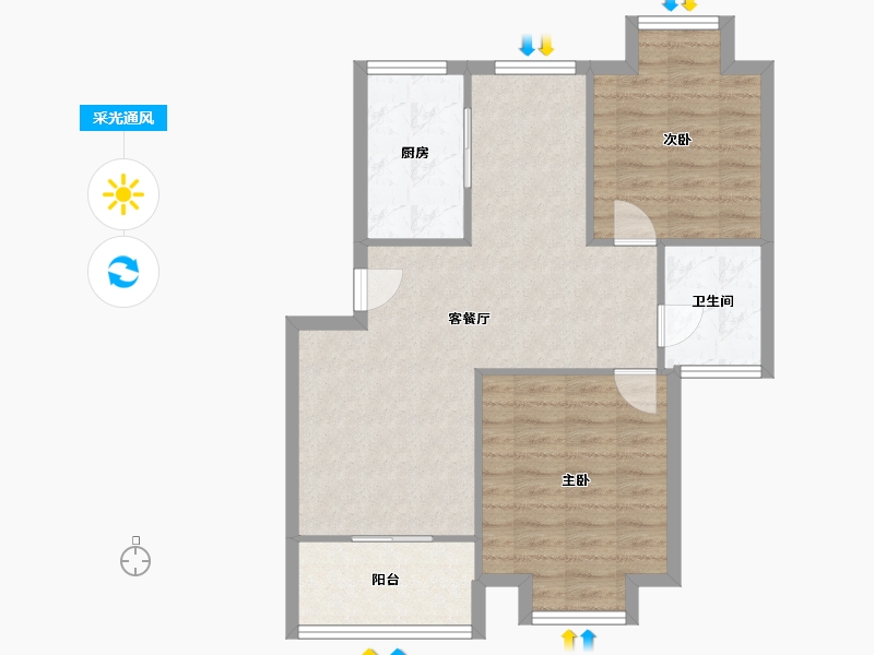 上海-上海市-汇康锦苑-71.87-户型库-采光通风