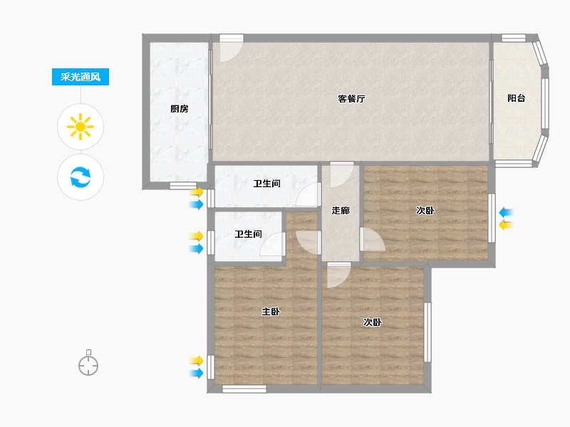 河北省-石家庄市-香榭苑-106.86-户型库-采光通风