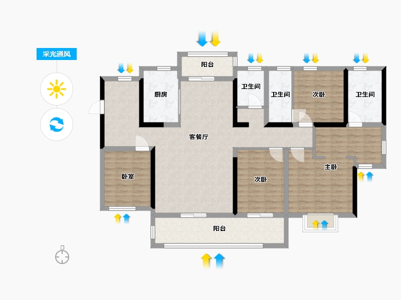 广东省-佛山市-龙光天宸-128.00-户型库-采光通风