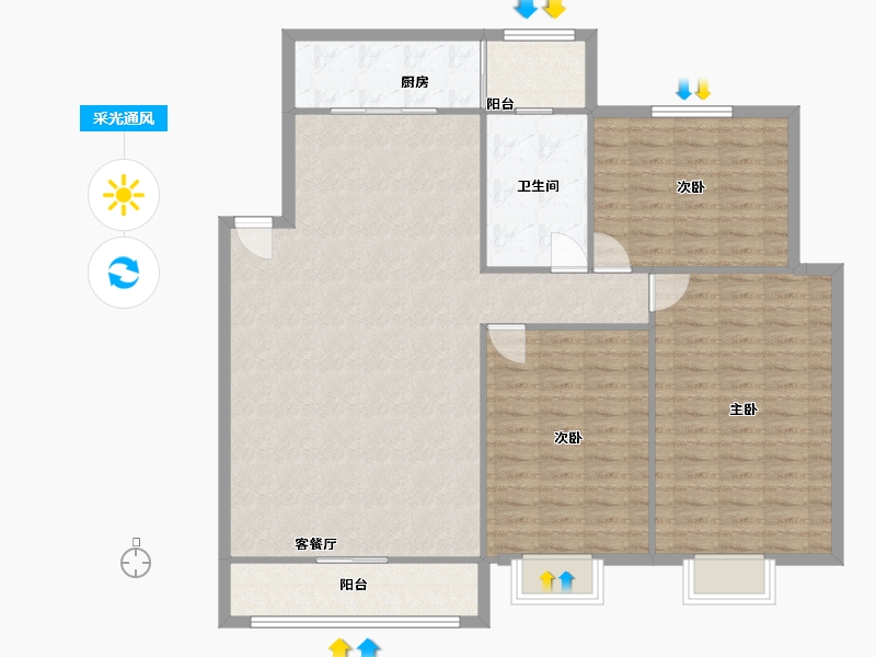 山东省-枣庄市-阳光花园-128.00-户型库-采光通风