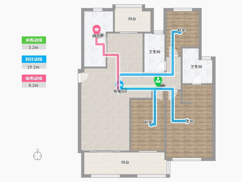 上海-上海市-君莲幸福苑-130.65-户型库-动静线