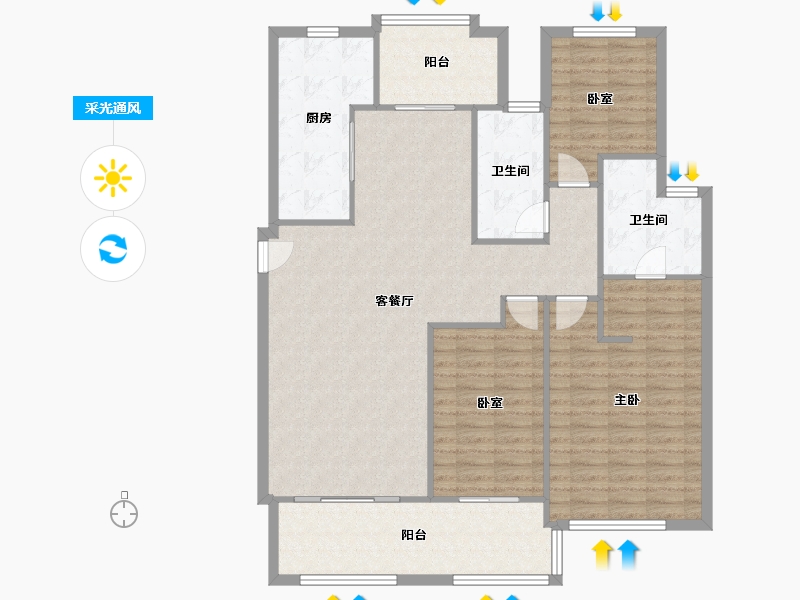 上海-上海市-君莲幸福苑-130.65-户型库-采光通风