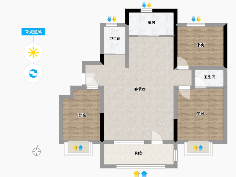 山东省-日照市-锦华-90.40-户型库-采光通风