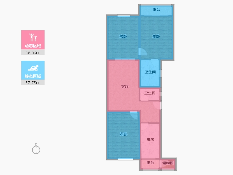 天津-天津市-书香园-85.23-户型库-动静分区