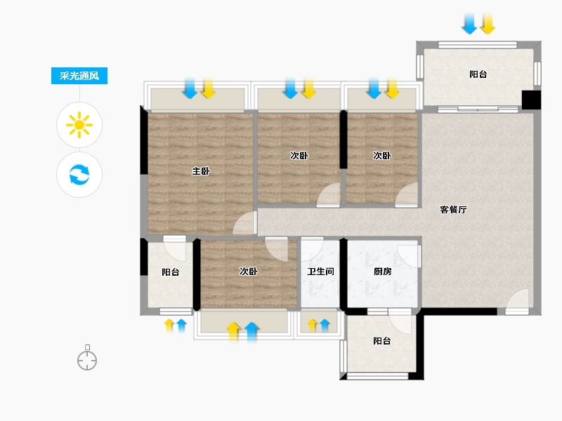 广东省-中山市-御景香江-96.10-户型库-采光通风