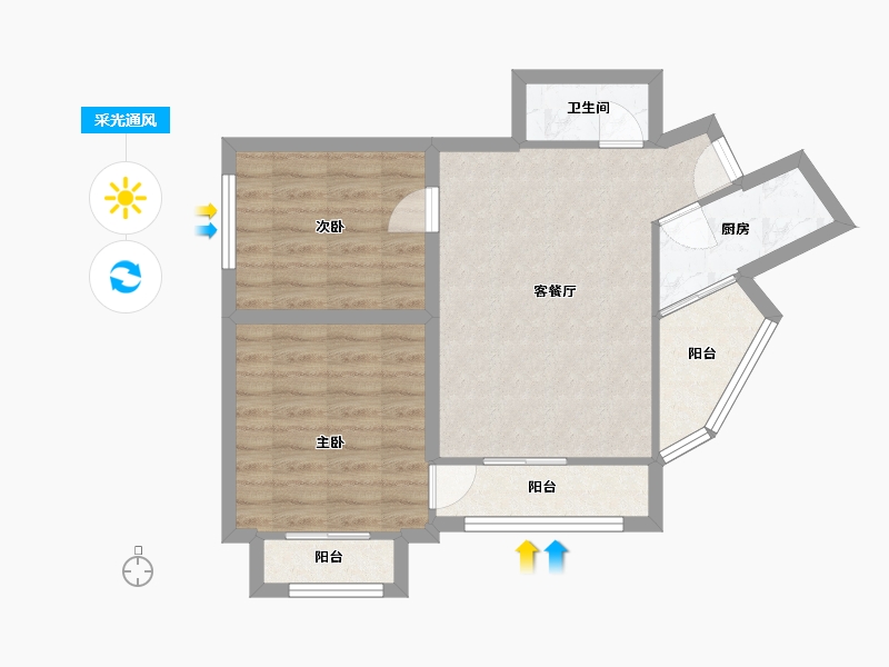 天津-天津市-华厦富裕广场-61.34-户型库-采光通风