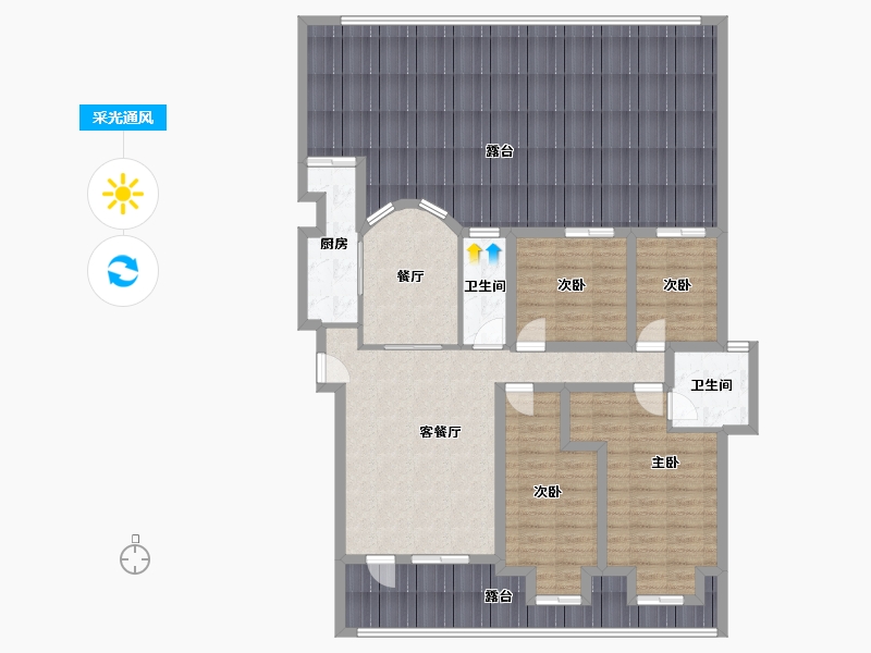 辽宁省-大连市-壹品星海-153.90-户型库-采光通风