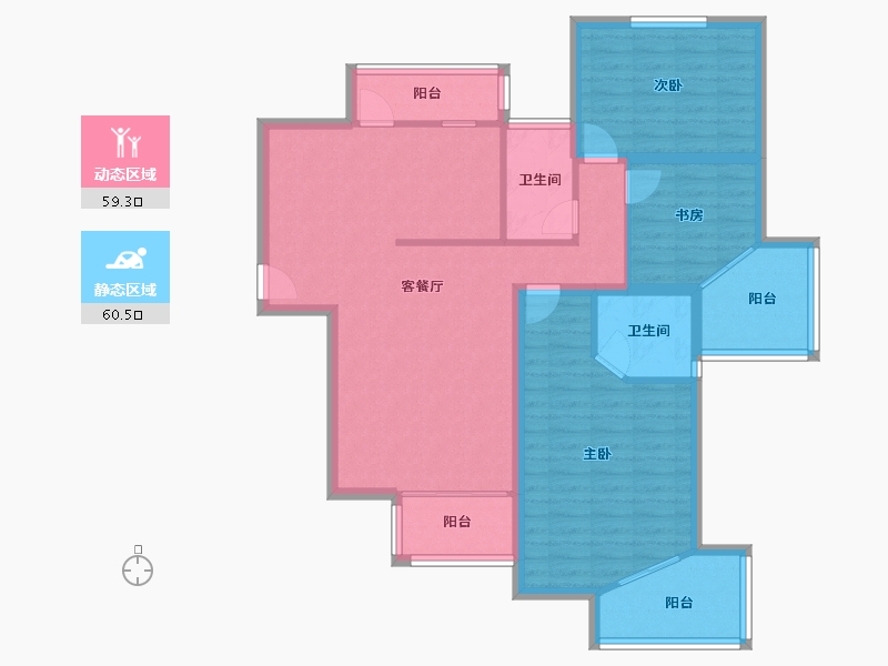 河南省-郑州市-阳光花苑-107.68-户型库-动静分区