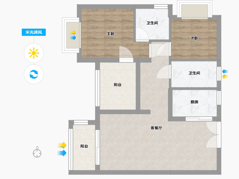 广东省-深圳市-勤诚达正大城-68.80-户型库-采光通风