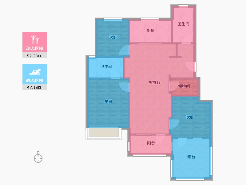 辽宁省-大连市-万科翡翠春晓-79.20-户型库-动静分区