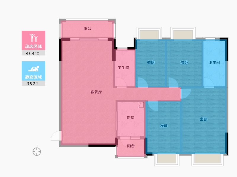 广东省-广州市-人和镇福港雅苑-104.00-户型库-动静分区