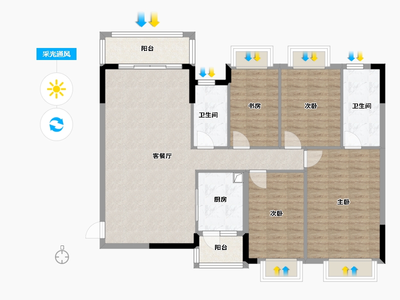 广东省-广州市-人和镇福港雅苑-104.00-户型库-采光通风