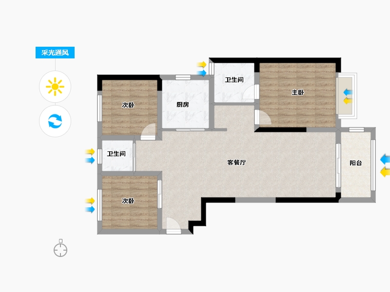 安徽省-阜阳市-吾悦广场-91.33-户型库-采光通风