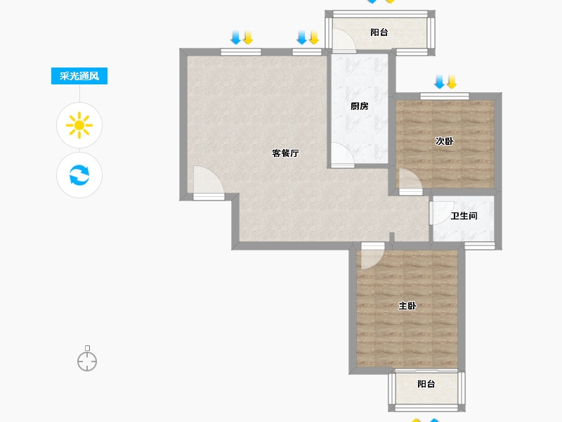 河南省-郑州市-阳光花苑-73.92-户型库-采光通风