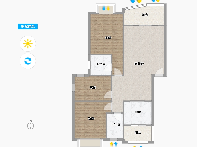 四川省-成都市-锦宏河滨苑-109.62-户型库-采光通风