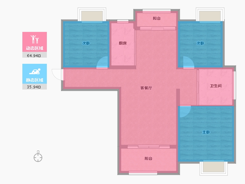 江苏省-泰州市-久源尚郡-90.58-户型库-动静分区