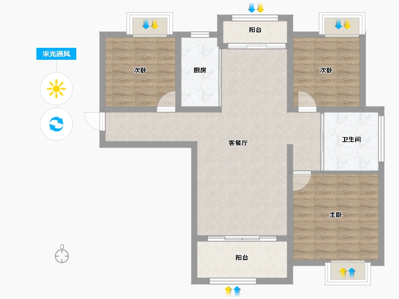 江苏省-泰州市-久源尚郡-90.58-户型库-采光通风