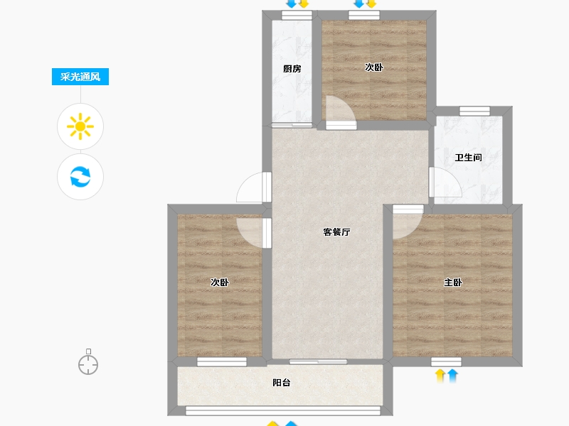 上海-上海市-金石苑-60.42-户型库-采光通风