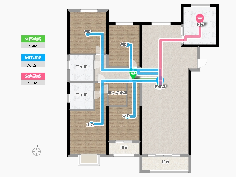 内蒙古自治区-鄂尔多斯市-龙泽家园-158.00-户型库-动静线