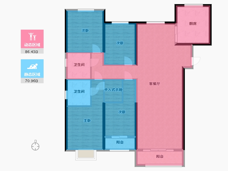 内蒙古自治区-鄂尔多斯市-龙泽家园-158.00-户型库-动静分区