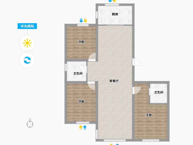 天津-天津市-万顺雅仕阁-100.86-户型库-采光通风