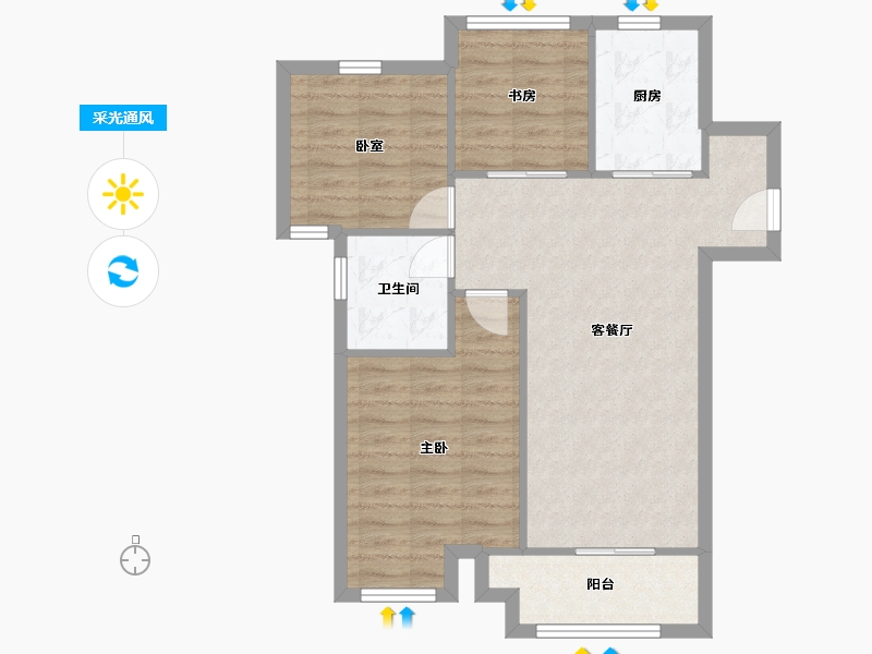 江苏省-苏州市-双湾花园-一期-72.00-户型库-采光通风