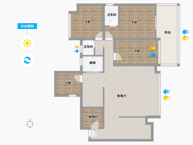 广东省-深圳市-金成时代家园-122.71-户型库-采光通风