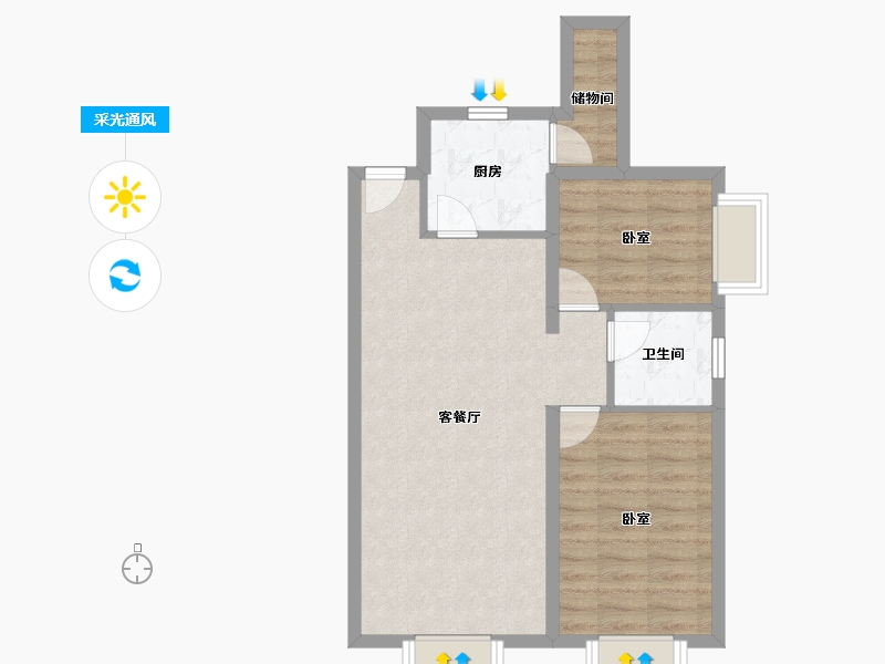 广东省-深圳市-皇御苑-62.97-户型库-采光通风